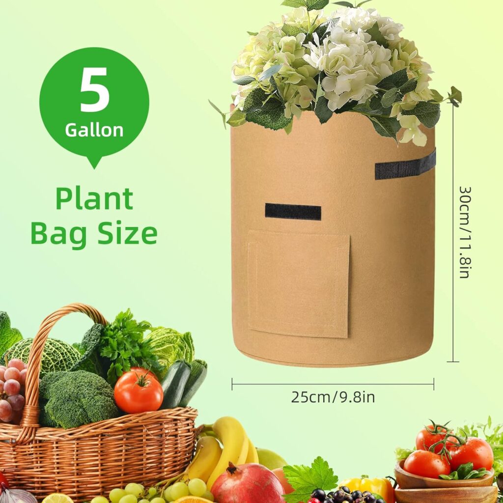 3 Pack Potato Grow Bags - Gardening Plant Growing Bags - Tomato, Carrot Vegetable Planter Container with Window, Felt Plant Growing Bags with Handles Garden Grow Bags(Black+Green+ Brown), 10 Gallon