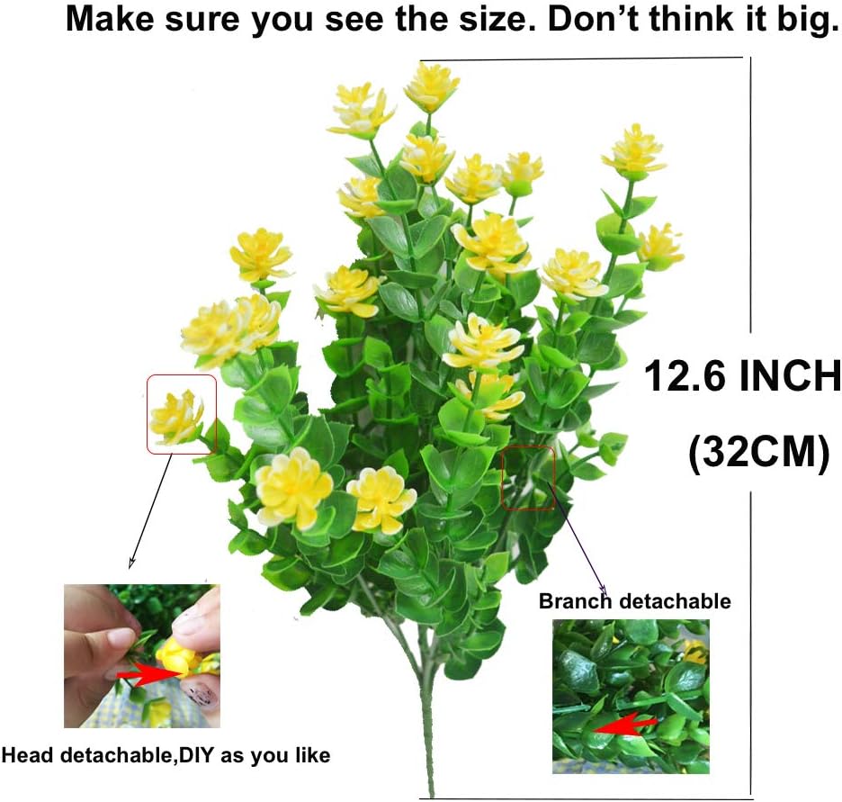 Amajoy 15 Bundles Outdoors Artificial Flowers Faux Plastic Greenery UV Resistant Shrubs Plants for Indoor Vase Outside Hanging Plants Pot Garden Porch Décor Wedding Farmhouse Decoration