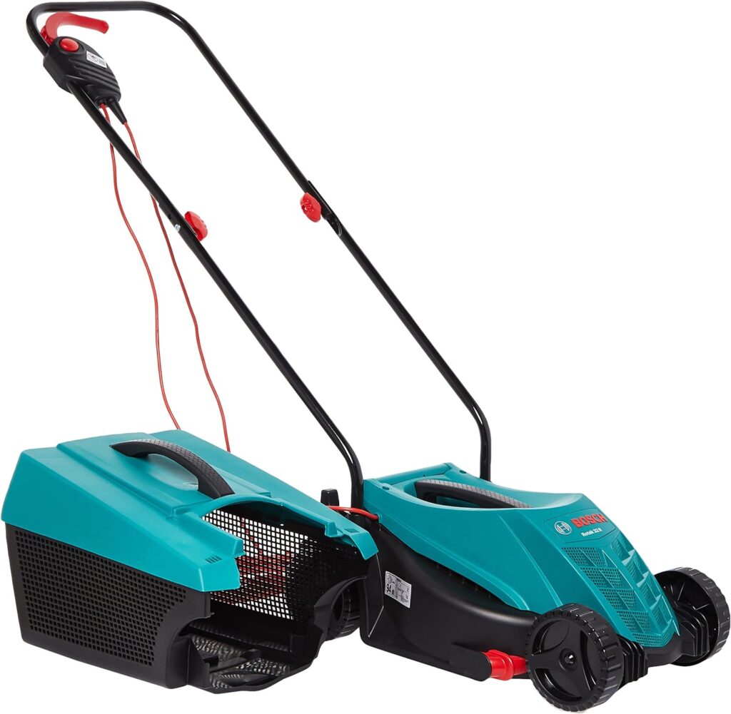 Bosch Home and Garden Rotak 32R Electric Rotary Lawnmower - Ideal for Small and Mid-sized Gardens, 32cm Cutting Width, Grass Comb, Powerful 1200W Motor, 31-Litre Grass Box