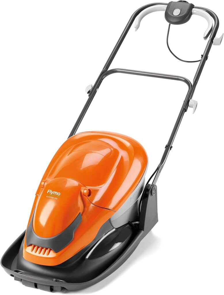 Flymo EasiGlide 300 Hover Collect Lawn Mower - 1700W Motor, 30cm Cutting Width, 20 Litre Grass Box, Folds Flat, 10m Cable Length, Orange and Grey