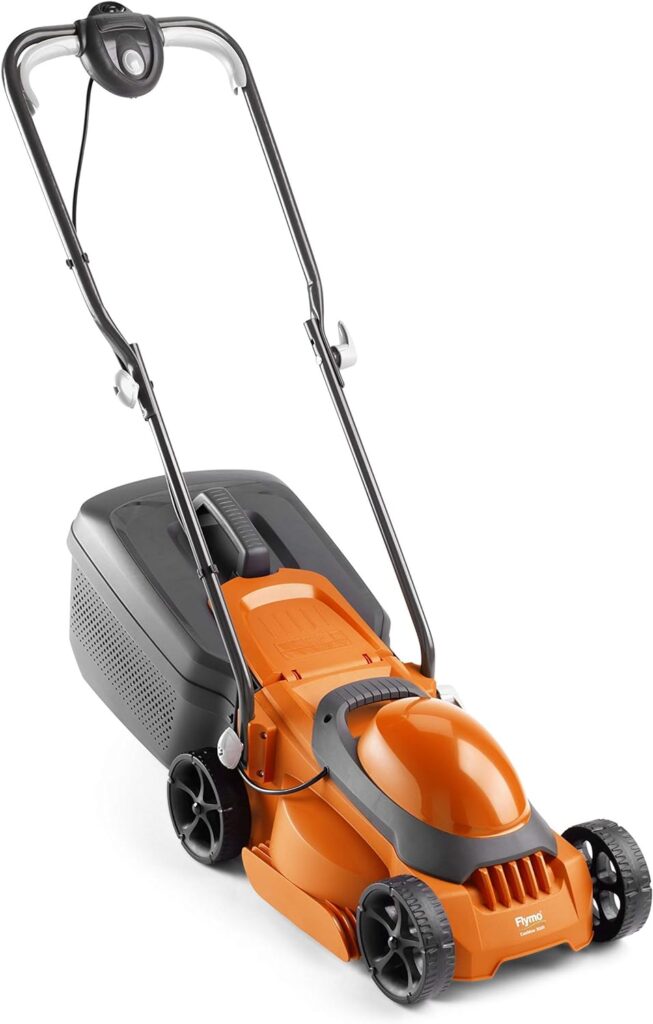 Flymo EasiMow 300R Electric Rotary Lawn Mower - 30 cm Cutting Width, 30 Litre Grass Box, Close Edge Cutting, Rear Roller, Manual Height Adjust, Comfortable to Manoeuvre, Foldable Handles, Lightweight