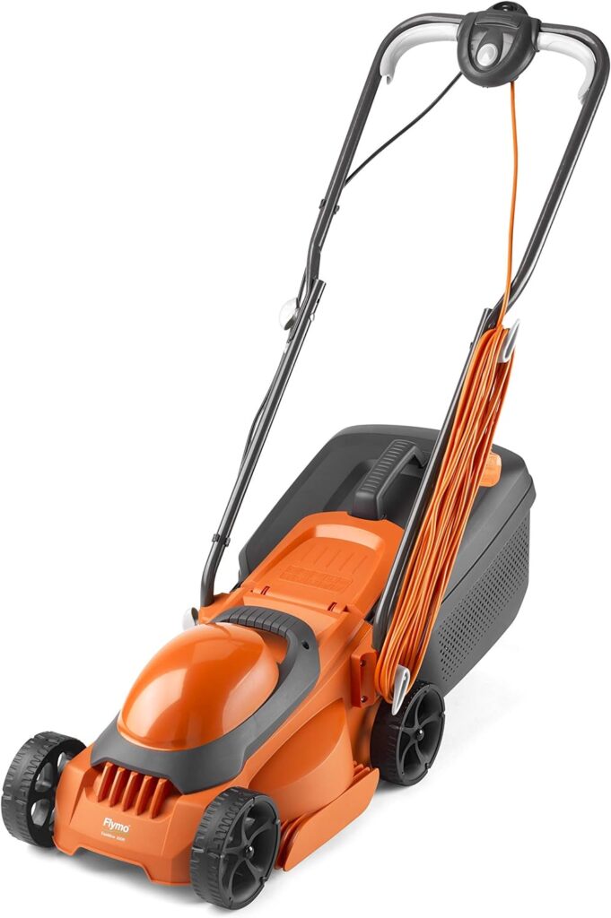 Flymo EasiMow 300R Electric Rotary Lawn Mower - 30 cm Cutting Width, 30 Litre Grass Box, Close Edge Cutting, Rear Roller, Manual Height Adjust, Comfortable to Manoeuvre, Foldable Handles, Lightweight