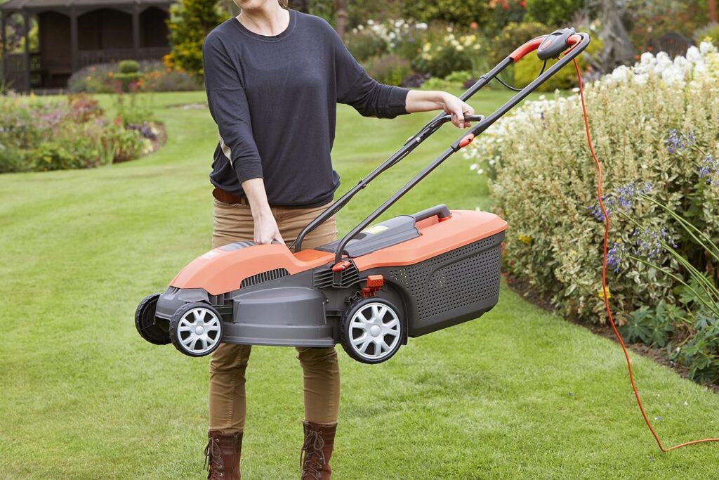 Flymo Speedi-Mo 360C Electric Wheeled Lawn Mower, 1500 W, Cutting Width 36 cm, Orange/black