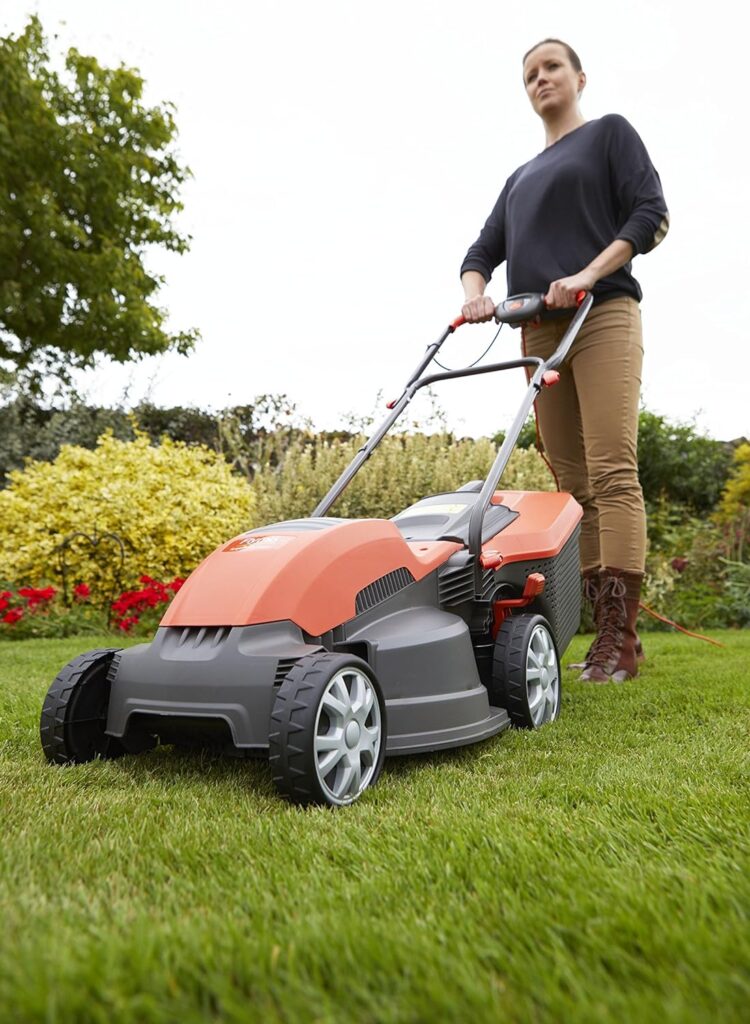 Flymo Speedi-Mo 360C Electric Wheeled Lawn Mower, 1500 W, Cutting Width 36 cm, Orange/black