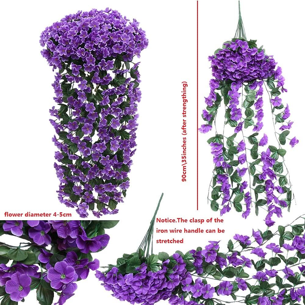 Fycooler Artificial Wisteria Vine Violet Ivy Flowers, Artificial Hanging Flowers Silk Lifelike Faux Wisteria Hanging Garland for Outdoor Home Wedding Garden/Yard/Patio String Floral Decoration-2X90cm