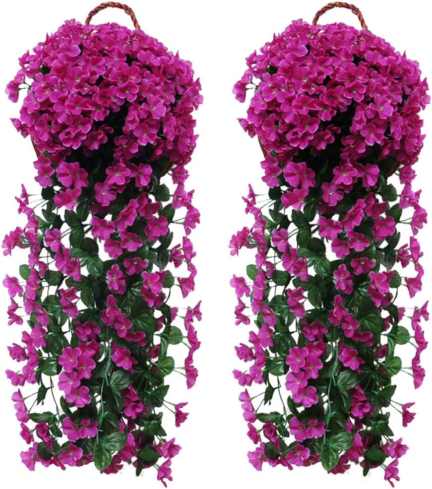 Fycooler Artificial Wisteria Vine Violet Ivy Flowers, Artificial Hanging Flowers Silk Lifelike Faux Wisteria Hanging Garland for Outdoor Home Wedding Garden/Yard/Patio String Floral Decoration-2X90cm