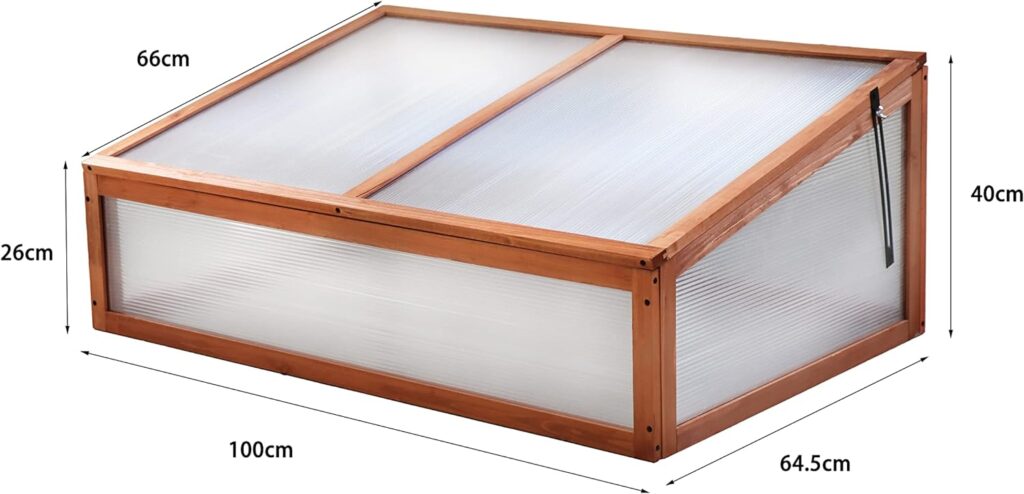 GardenAddict Greenhouse Wooden Cold Frame Greenhouse, Mini Greenhouse, Polycarbonate Greenhouse Planter, Small Wooden Greenhouse for Garden (H100*W60*D45CM)