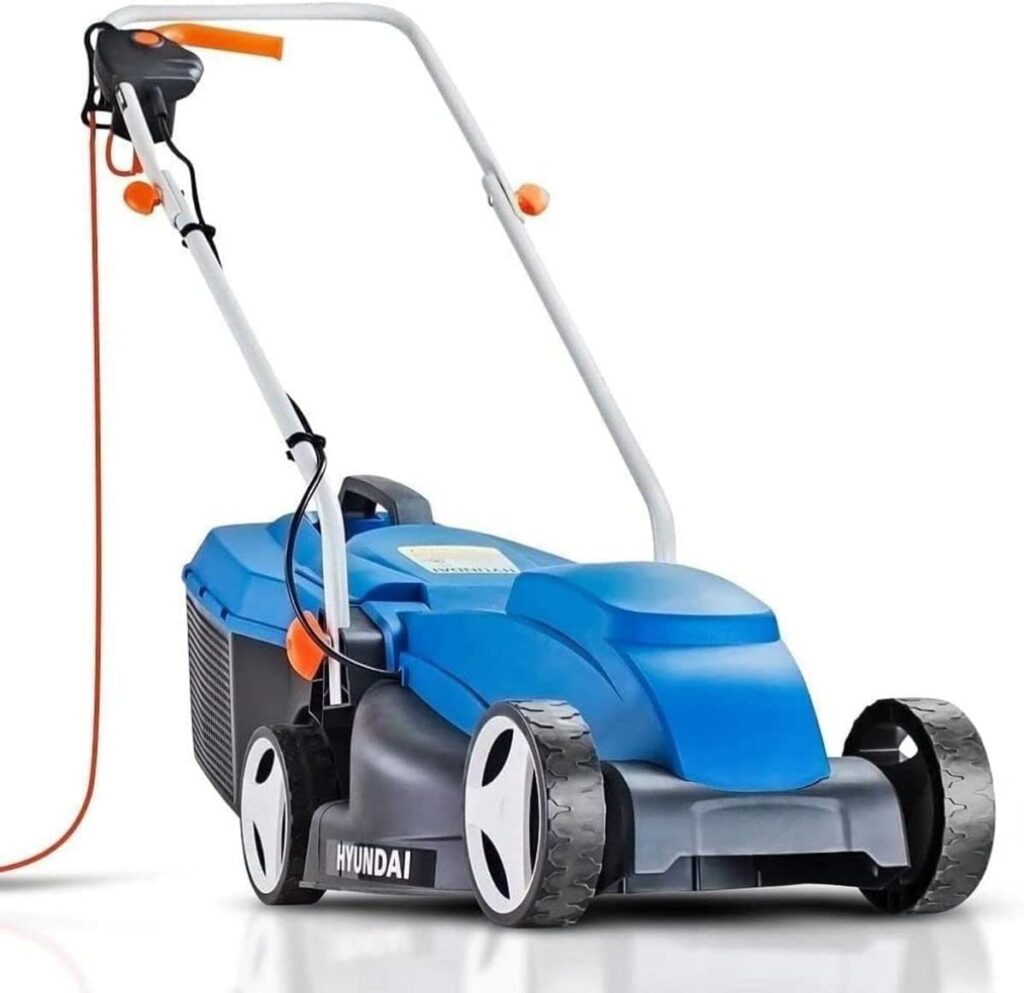 Hyundai 12.5/32cm 320mm Corded Electric Lawn Mower, 3 Cutting Heights, 25L Grass Collector, 10m Power Cable, Lightweight, 1000w 230v /240v with 3 Year Warranty