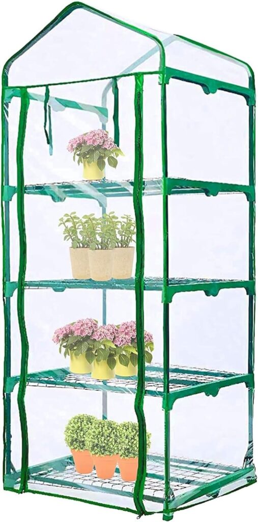 LATERN 4 Tier Greenhouse Replacement Cover, 160CM x 70CM x 50CM Clear PVC Small Plant Grow House Cover with Roll-Up Zipper Door for Plants Cold Frost Protection Wind Rain Proof (Frame NOT Include)