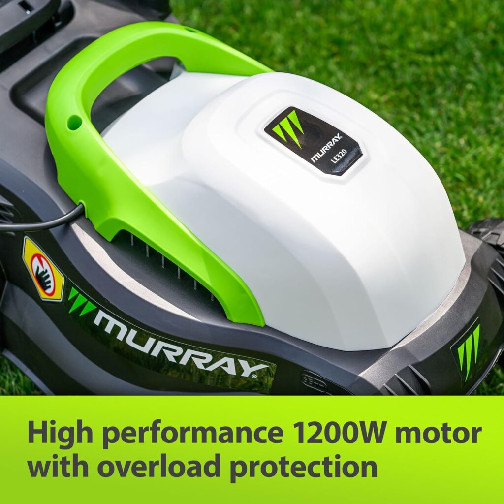 Murray Corded Electric Lawnmower 2-in-1 - Compact Lawn Mower 1200W/32cm with Grass Box 27L for Small Lawns - Ergonomic Soft Grip for Easy Grass Cutting, Overload Protection