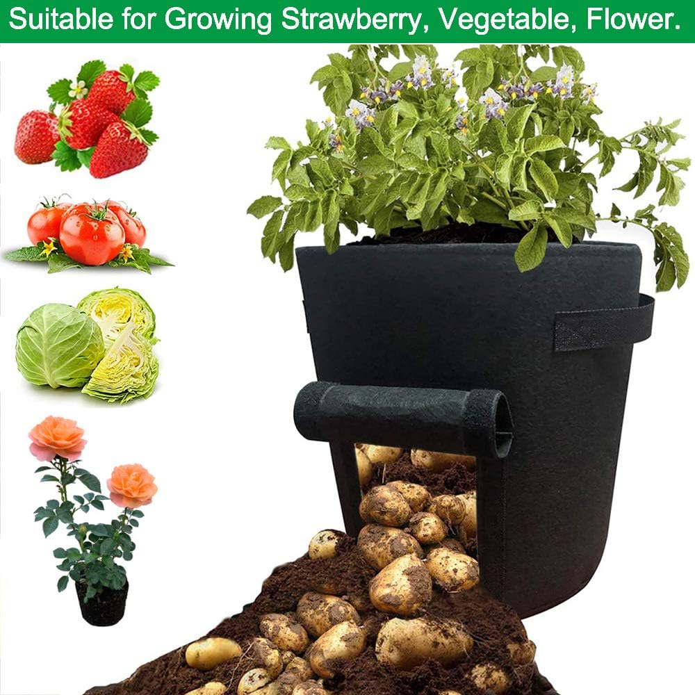 Plant Grow Bags, 7 Gallon Vegetable Grow Plant Bag with Visualized Window and Handles, Tomato, Potato,Strawberry, Flower Fruits Growing Container, Garden Ventilated+20 Plant Garden Labels