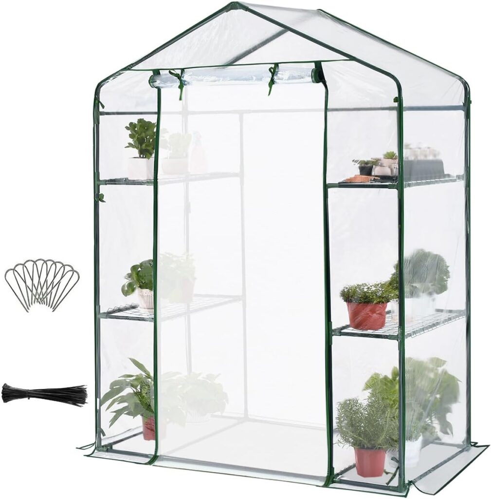 Quictent Mini Walk-in Greenhouse 3 Tiers 6 Shelves Plants Garden Green House for Indoor Outdoor 56x29x77- 50 Pcs Plant T-Type Tags Include