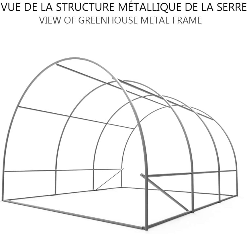 VOUNOT Polytunnel Greenhouse 4x3x2m 12m² Poly Tunnels Gardening Walk In Pollytunnel Tent with Steel Frame