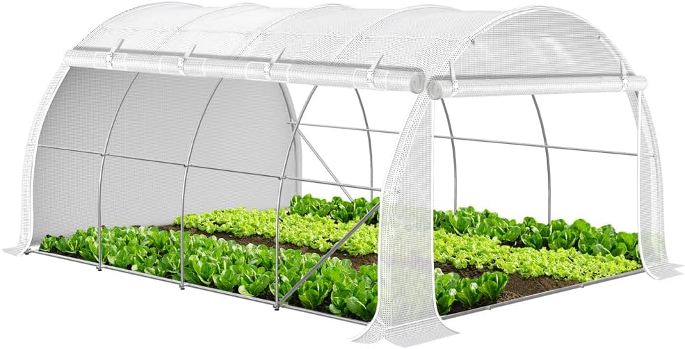 VOUNOT Polytunnel Greenhouse 4x3x2m 12m² Poly Tunnels Gardening Walk In Pollytunnel Tent with Steel Frame