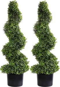 2 Set Artificial Spiral Boxwood Topiary Trees