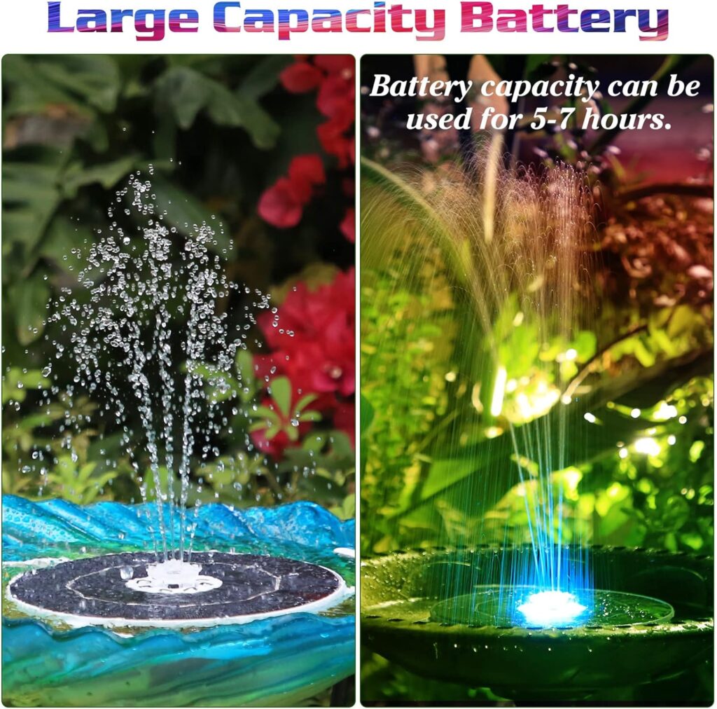 AISITIN Solar Fountain Pump, Solar Powered Water Fountain with 6 Nozzles, Floating Solar Pond Pump for Bird Bath, Garden, Pond and Fish Tank