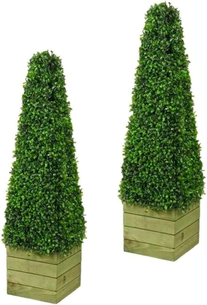 Artificial Trees 3ft Pyramid Cone Tree Artificial Topiary Plant 3 feet wood - Outdoor Indoor UK artificial trees - Topiary trees (2)