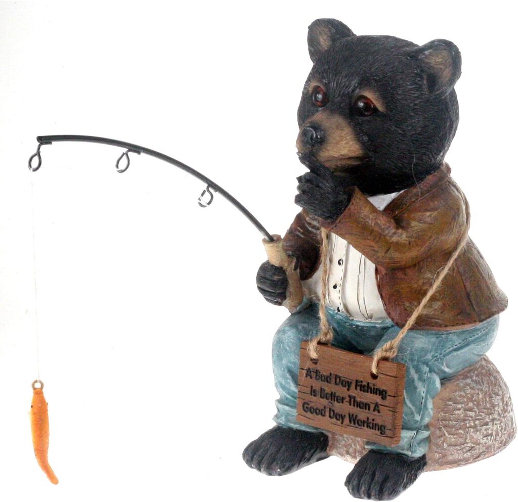 Bernie The Bear 20 cm Resin Garden Fishing/Pond Ornament