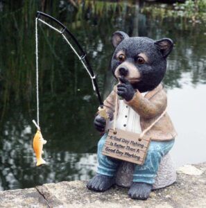 Bernie The Bear Garden Fishing Ornament