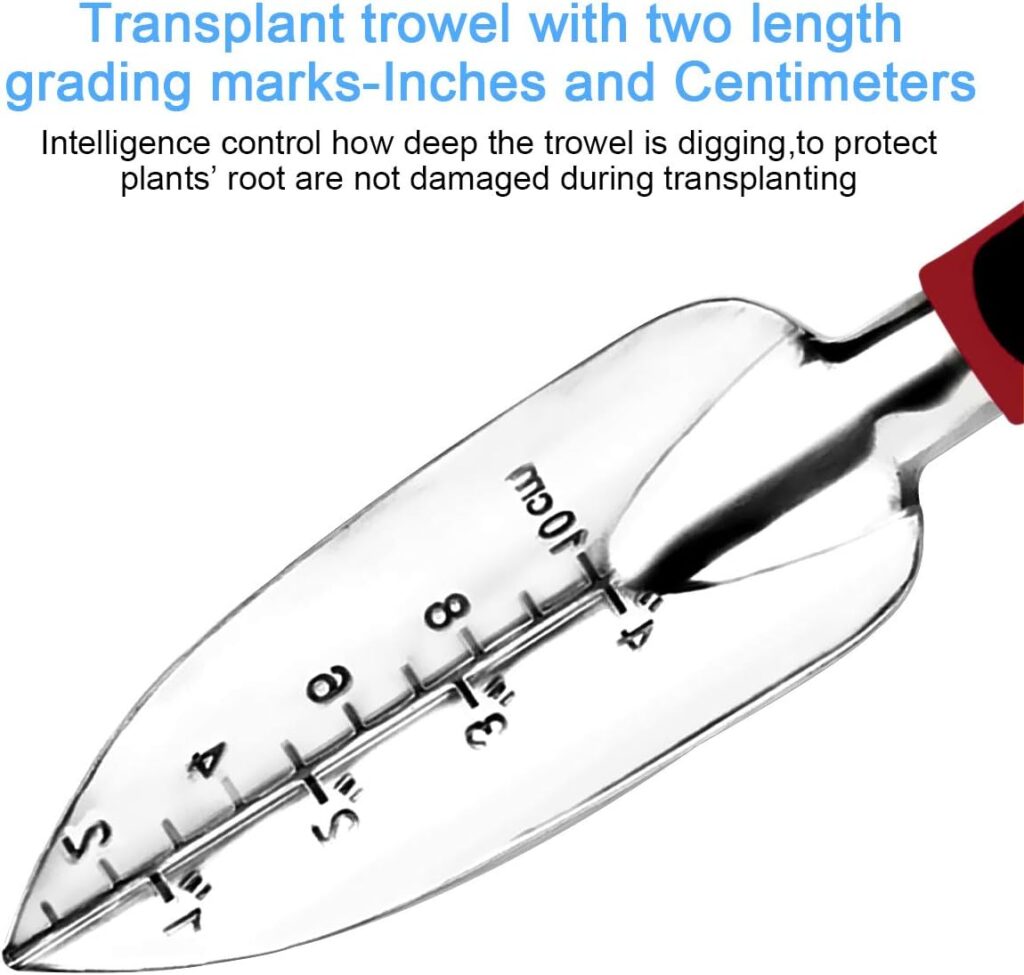 CestMall Garden Tool Set, 3 pcs Stainless Steel Hand Tool Gardening Gift Kit Include Hand Trowel Transplant Trowel and Cultivator Hand Rake Ergonomic Handle Gardening Work Set for Gardening Lovers