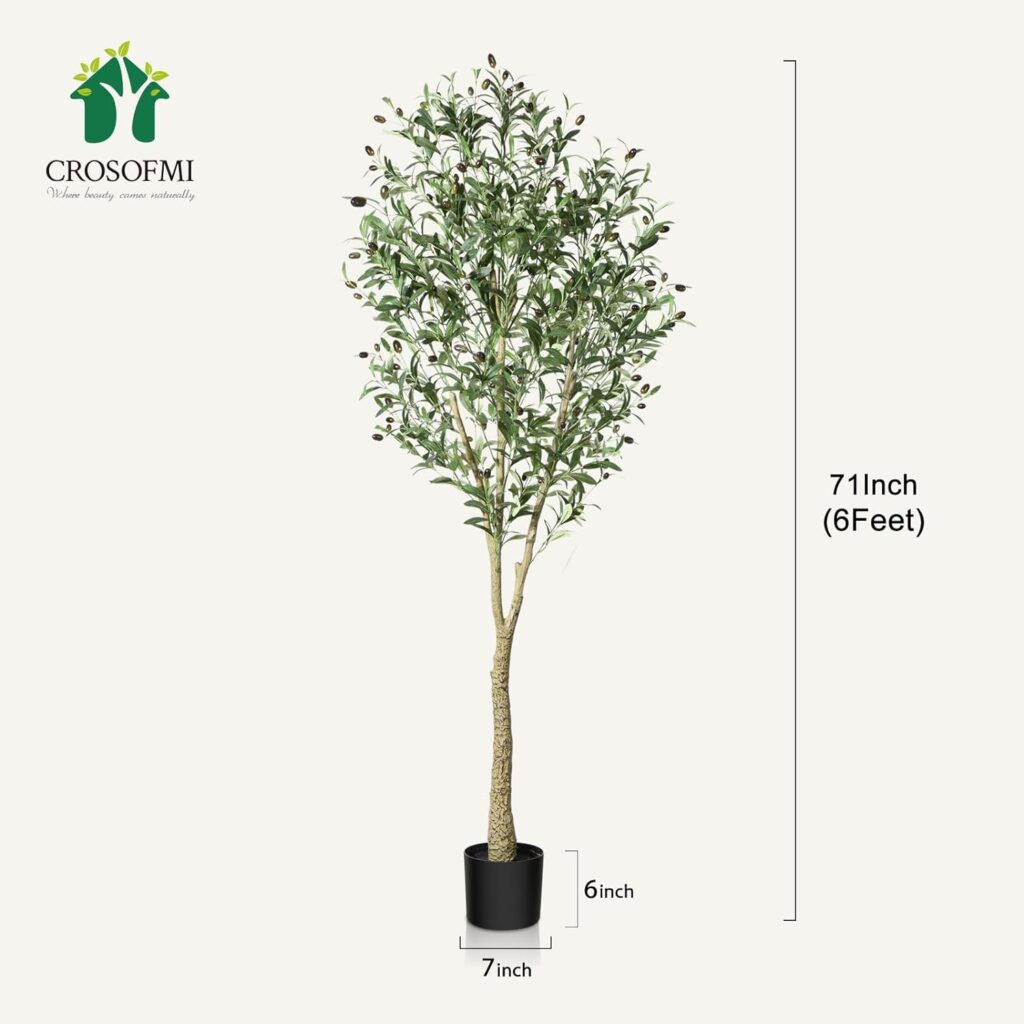 CROSOFMI Artificial Olive Tree Plant 150 cm Fake Topiary Silk Tree, Perfect Faux Plants in Pot for Indoor Outdoor House Home Office Garden Modern Decoration Housewarming,2Pack