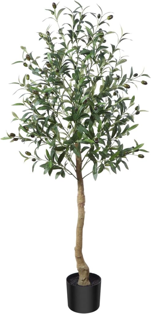 CROSOFMI Artificial Olive Tree Plant 150 cm Fake Topiary Silk Tree, Perfect Faux Plants in Pot for Indoor Outdoor House Home Office Garden Modern Decoration Housewarming,2Pack