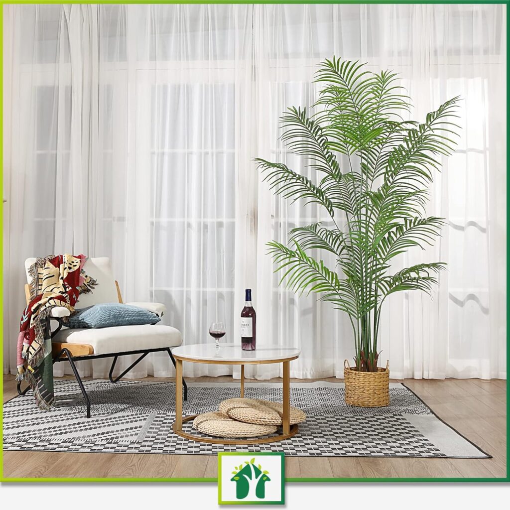 CROSOFMI Artificial Plants Areca Palm 170cm Fake Tropical Tree Faux Plants for Indoors and Outdoors Artificial Foliage and Plastic Pot for Party Office Home House Decorations (2 PACK)