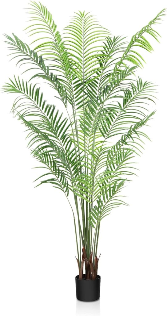 CROSOFMI Artificial Plants Areca Palm 170cm Fake Tropical Tree Faux Plants for Indoors and Outdoors Artificial Foliage and Plastic Pot for Party Office Home House Decorations (2 PACK)