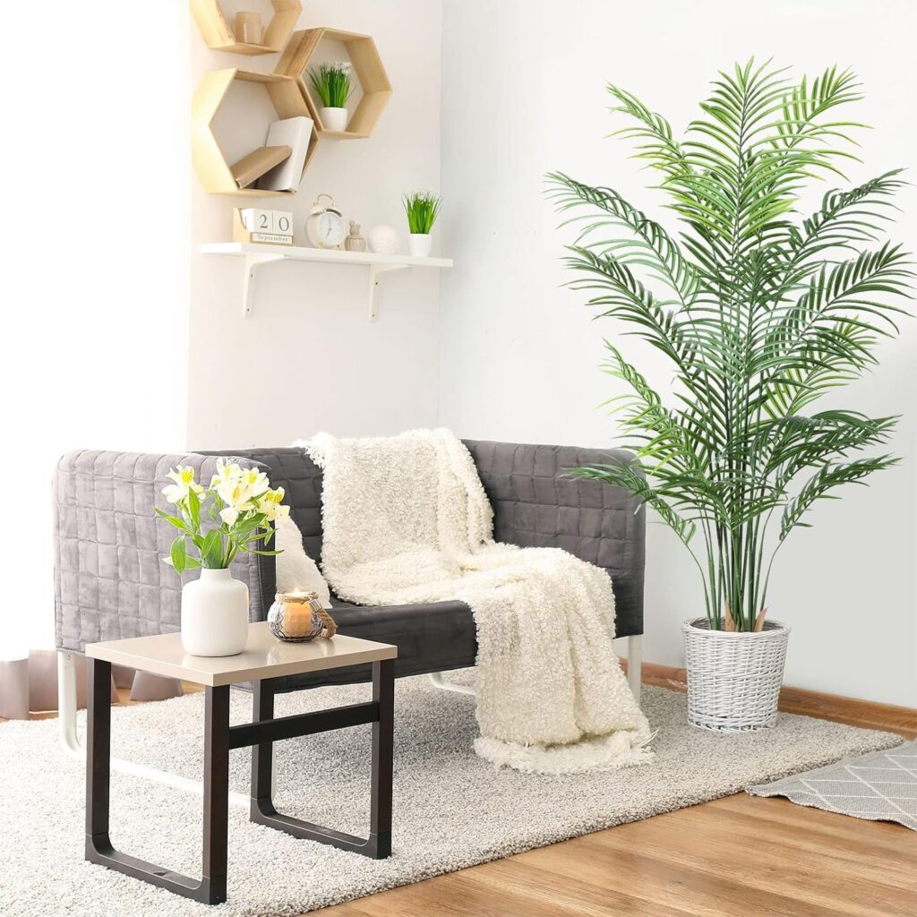 CROSOFMI Artificial Plants Areca Palm 170cm Fake Tropical Tree Faux Plants for Indoors and Outdoors Artificial Foliage and Plastic Pot for Party Office Home House Decorations (2 PACK)