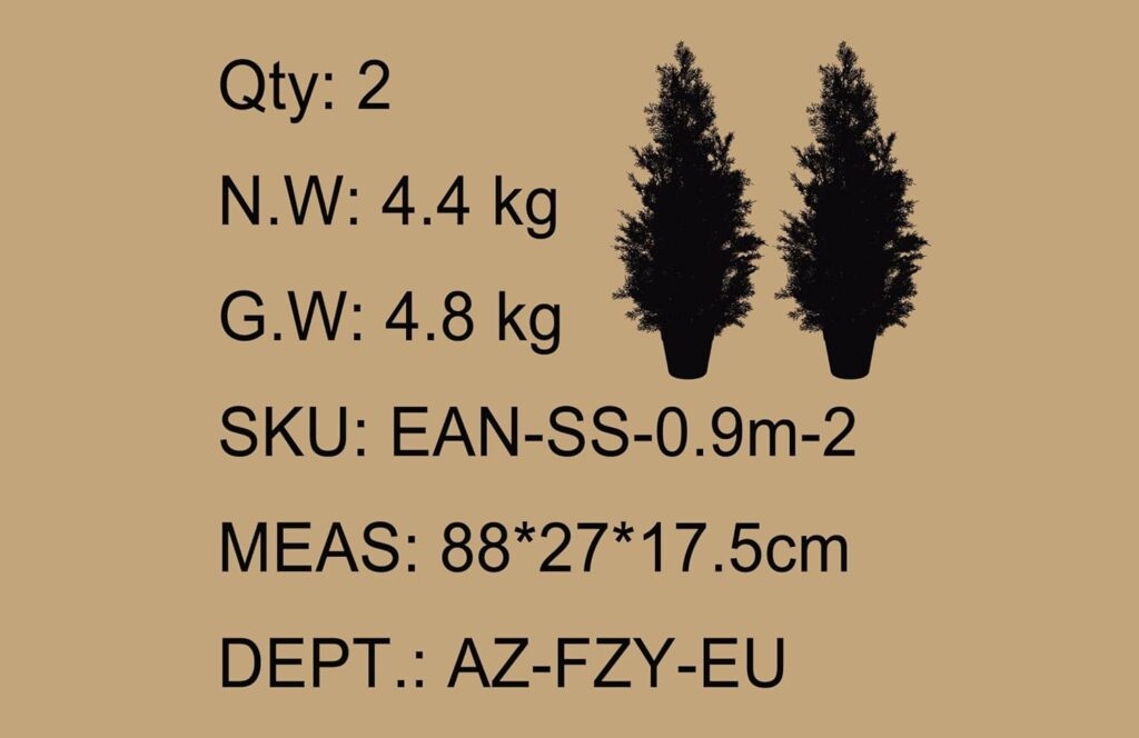 Fopamtri Artificial Plants Indoor Cypress Trees 150cm / 5Ft Decoration Fake Plant Plastic for Indoor Outdoor Home Living Room Office Garden (2 Pack)