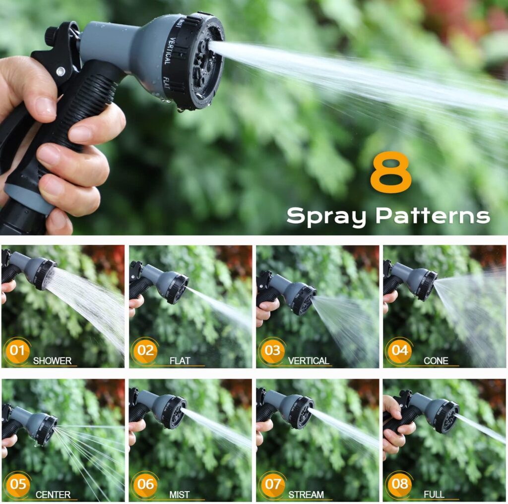 Garden Hose Pipe Expandable Garden Hose with 3/4, 1/2 Fittings, Anti-Leakage - Flexible Expanding Hose with 8 Function Spray Nozzle by Homoze (50FT, Black) (50FT, Black)