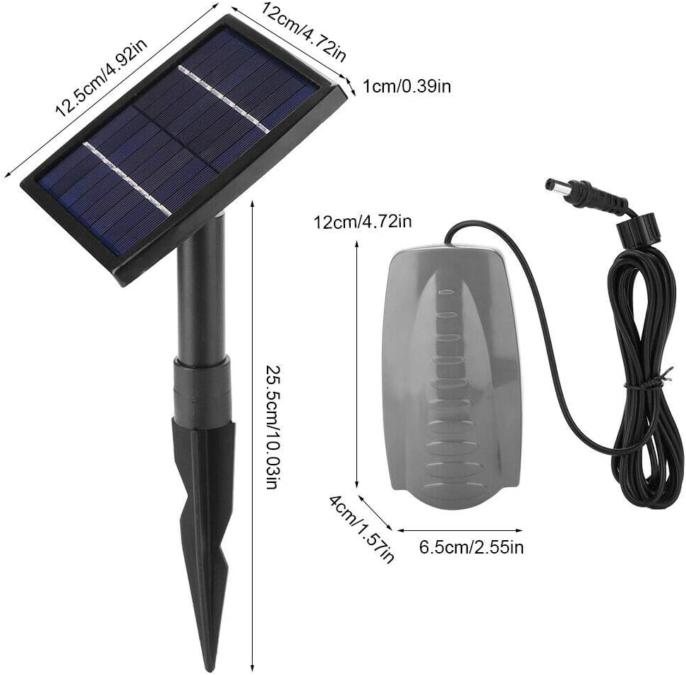 Garden mile Solar Powered Submersible Garden Pond Oxygenator Air Pump Oxygen Aerator Pool Aquarium Tropical Fish Tank Water Fountain Hydroponics 120 Litres Hourly Flow Rate