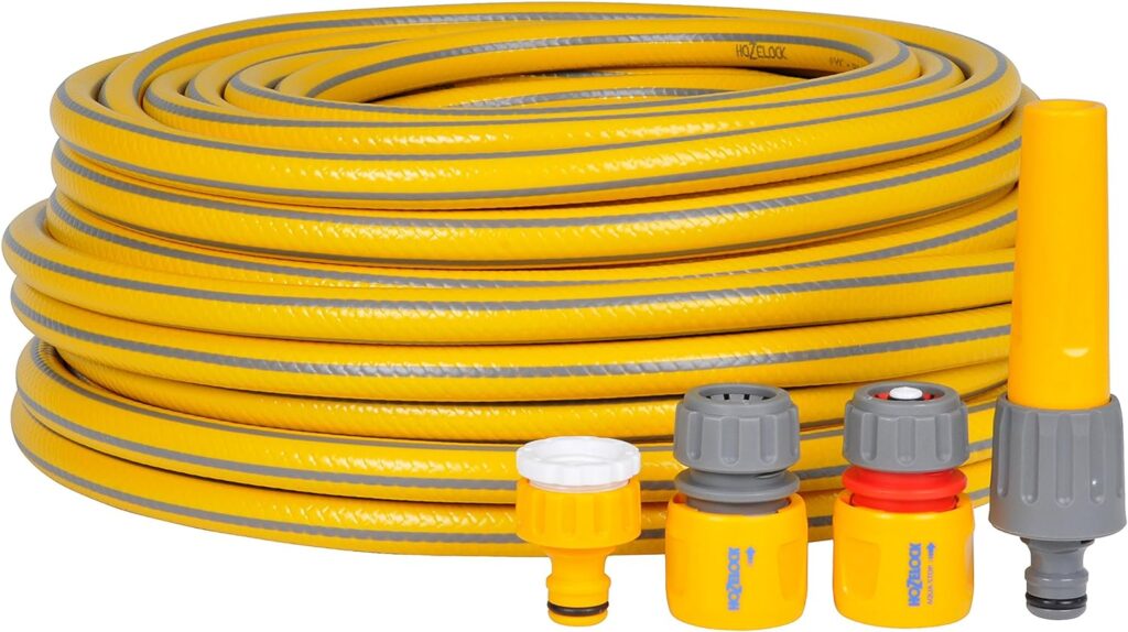 HOZELOCK - Starter Hose Kit ø 12.5mm (1/2) 30m : Versatile, UV-resistant Garden Hose, 4-layer Braided Reinforced Hose, Hard Wearing, Includes Fittings and Nozzle, 10 Year Guarantee* [7230P9000]