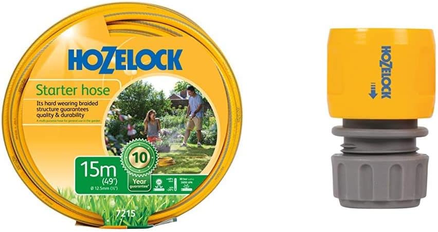 HOZELOCK - Starter Hose Kit ø 12.5mm (1/2) 30m : Versatile, UV-resistant Garden Hose, 4-layer Braided Reinforced Hose, Hard Wearing, Includes Fittings and Nozzle, 10 Year Guarantee* [7230P9000]