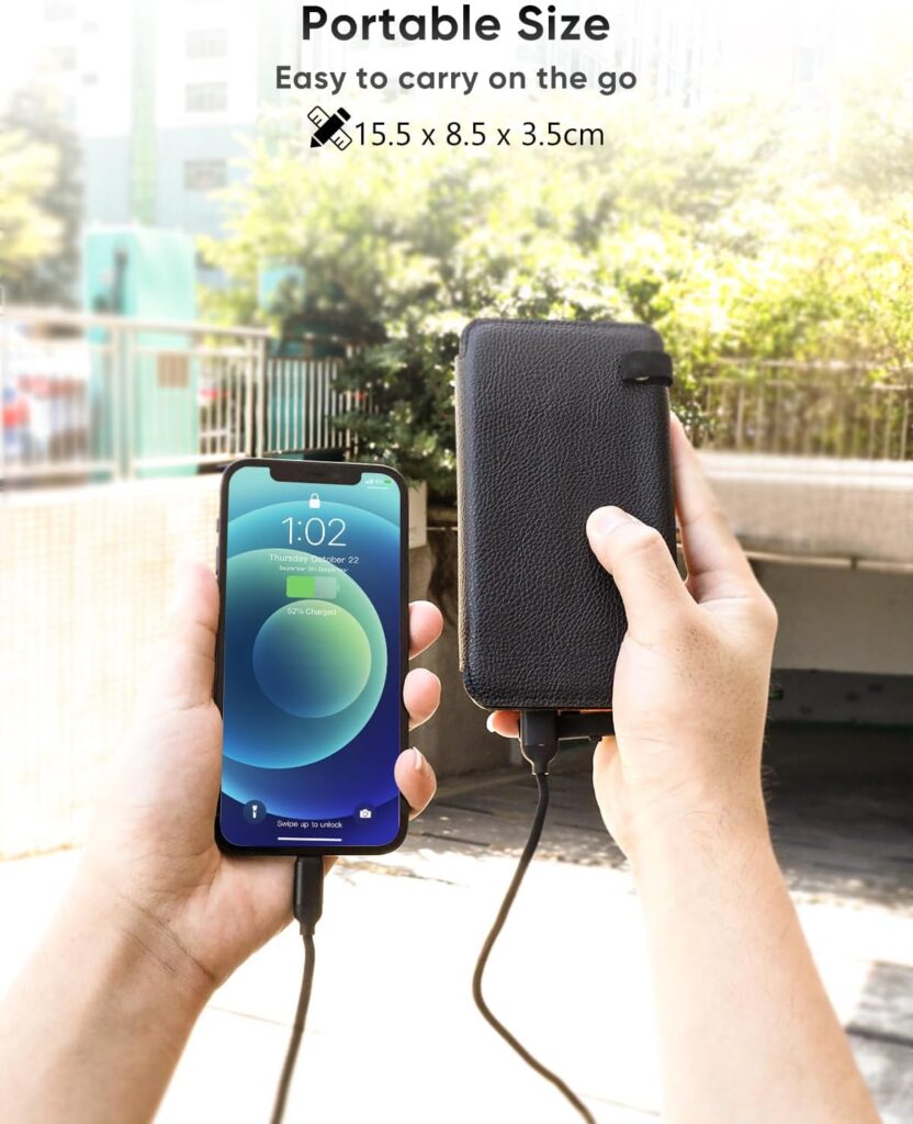 A ADDTOP Solar Charger Power Bank - 25000mAh Fast Charging Portable Charger with 4 Solar Panels Solar Cell Phone Charger External Battery Pack for Phone Tablet