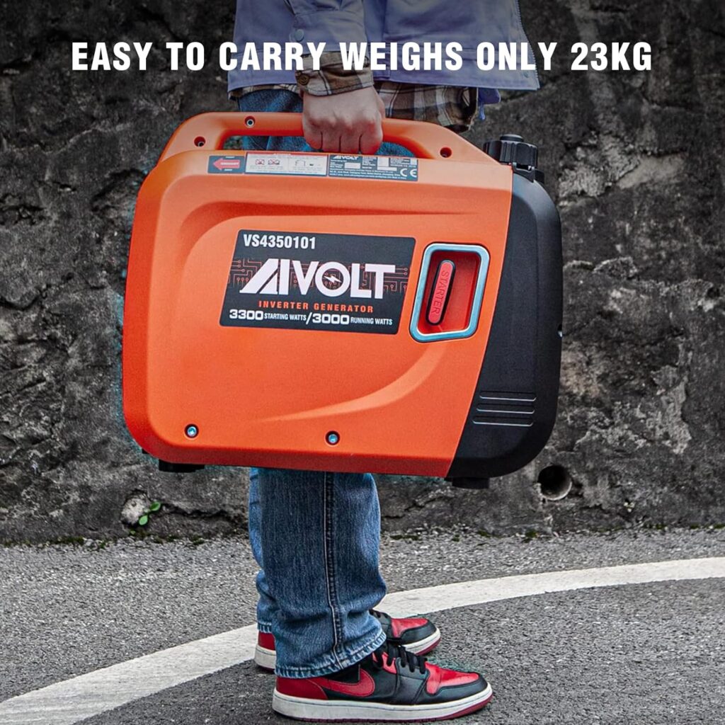 AIVOLT 1200W Petrol Inverter Generator 4 Stroke Portable Silent Suitcase Generator for Camping, Home Use - True Sine Wave, Super Lightweight, Ultra Quiet