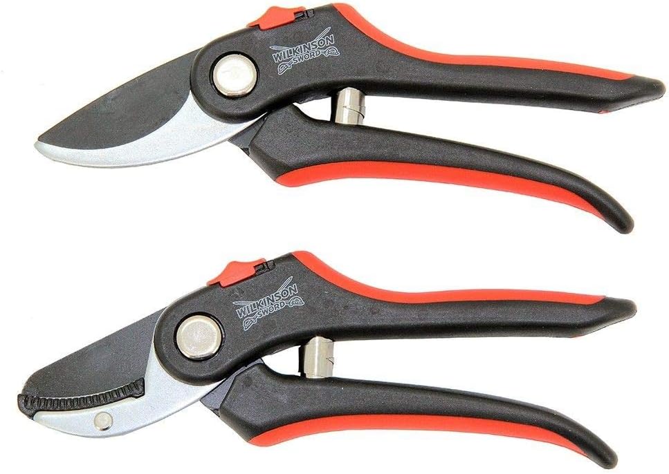 Bargainstore Wilkinson Sword P-1111243W Bypass Anvil Pruners Secateurs Carbon Hand Tools Twin Pack Set Gardening