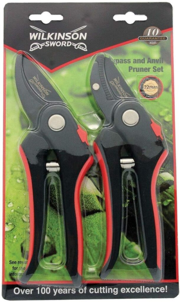 Bargainstore Wilkinson Sword P-1111243W Bypass Anvil Pruners Secateurs Carbon Hand Tools Twin Pack Set Gardening