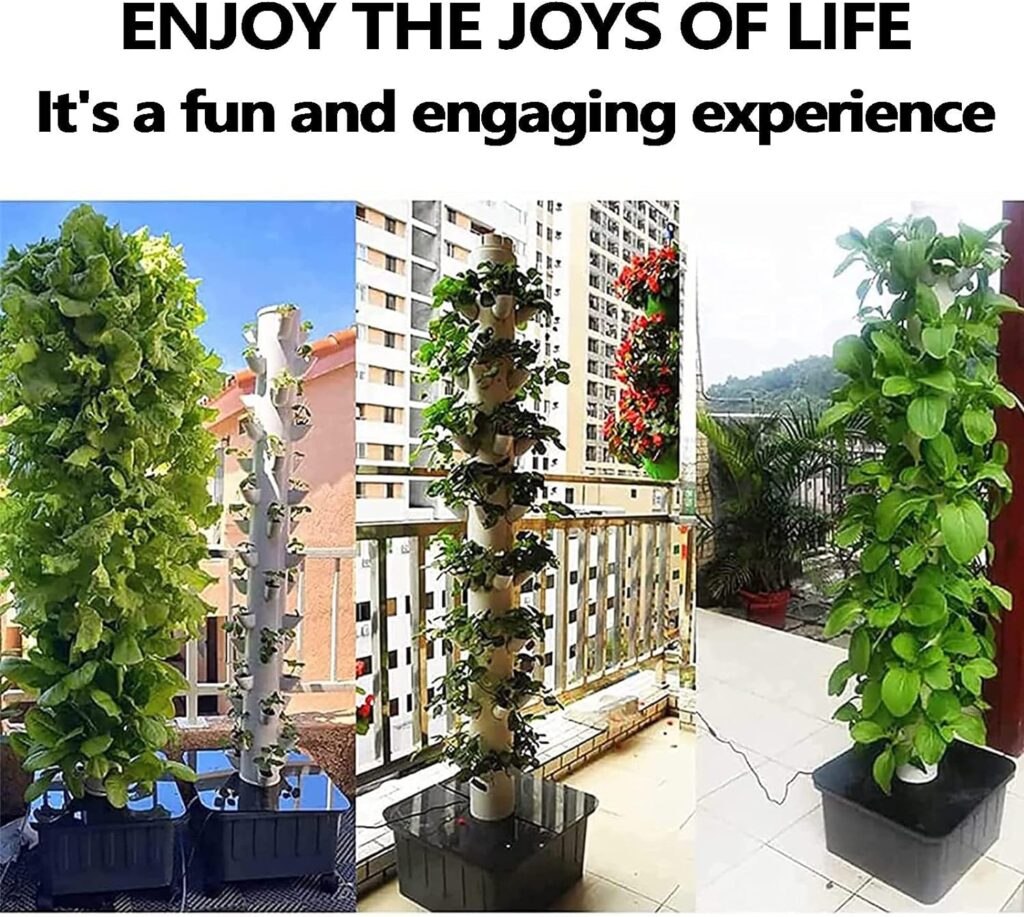 BEESOM 15 Floors 45 Holes Hydroponics Tower Set Hydroponic Growing System, Hydroponic Growing Kit, Aquaponics Growing System, Hydroponics Vertical Growing System