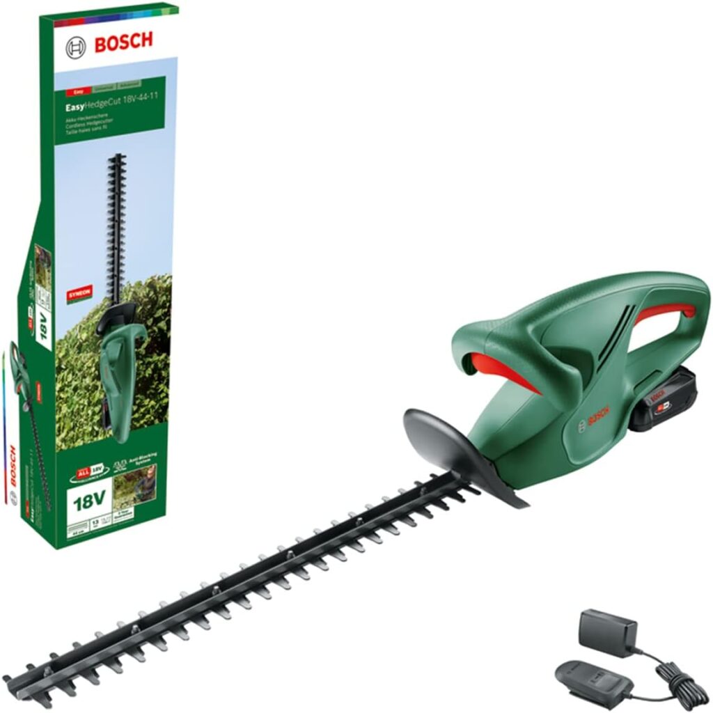 Bosch Home and Garden Cordless Hedge Cutter EasyHedgeCut 18V-44-11 (1x 2.0 Ah Battery; 18 Volt System; Blade Length 44 cm; for Trimming Smaller Hedges; in Carton Packaging)