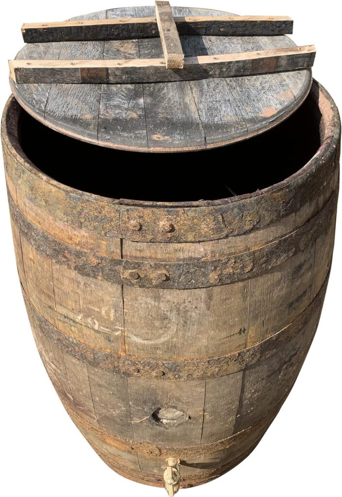 Cheeky Chicks Ltd Rustic Oak Traditional Wooden Whisky Barrel with Removable Top Water Butt 200ltrs