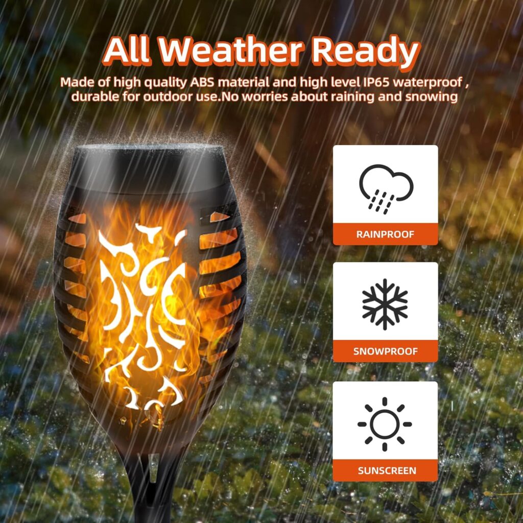 CNMTCCO Solar Lights Outdoor Garden, 6 Pack Solar Flickering Dancing Flame Lights, 53 CM Tall Waterproof Solar Torch Lights Landscape Lighting for Garden Patio Pathways Lawn Yard Decoration [Energy Class G]