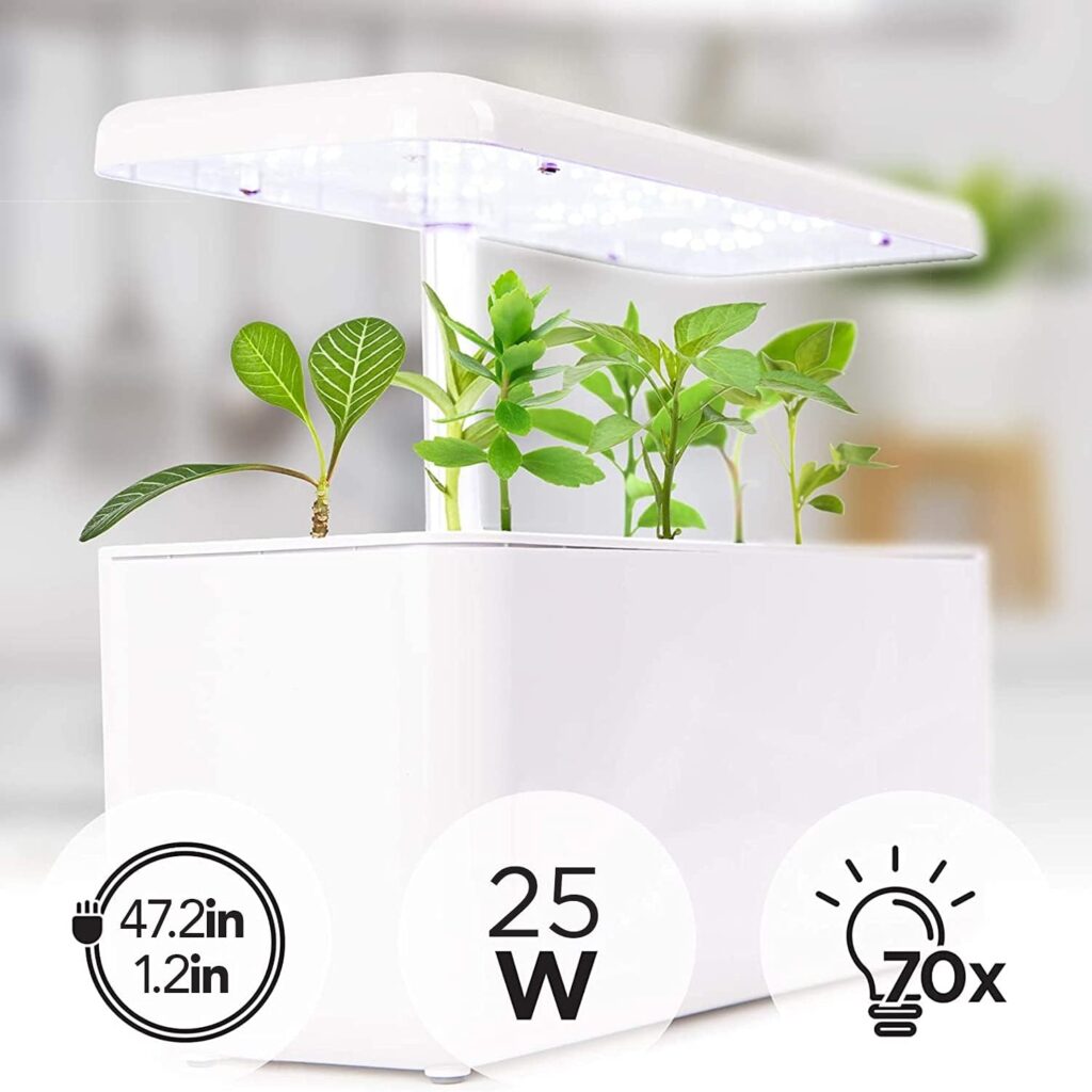 Duronic Hydroponic Growing System GHS37 | Indoor Garden Box with Grow Lamp for 7 Plants or Herbs |70x LED Spectrum Bulbs: White, Red Blue| 3 Light/Growth Modes | Smart Germination Kit | 25W