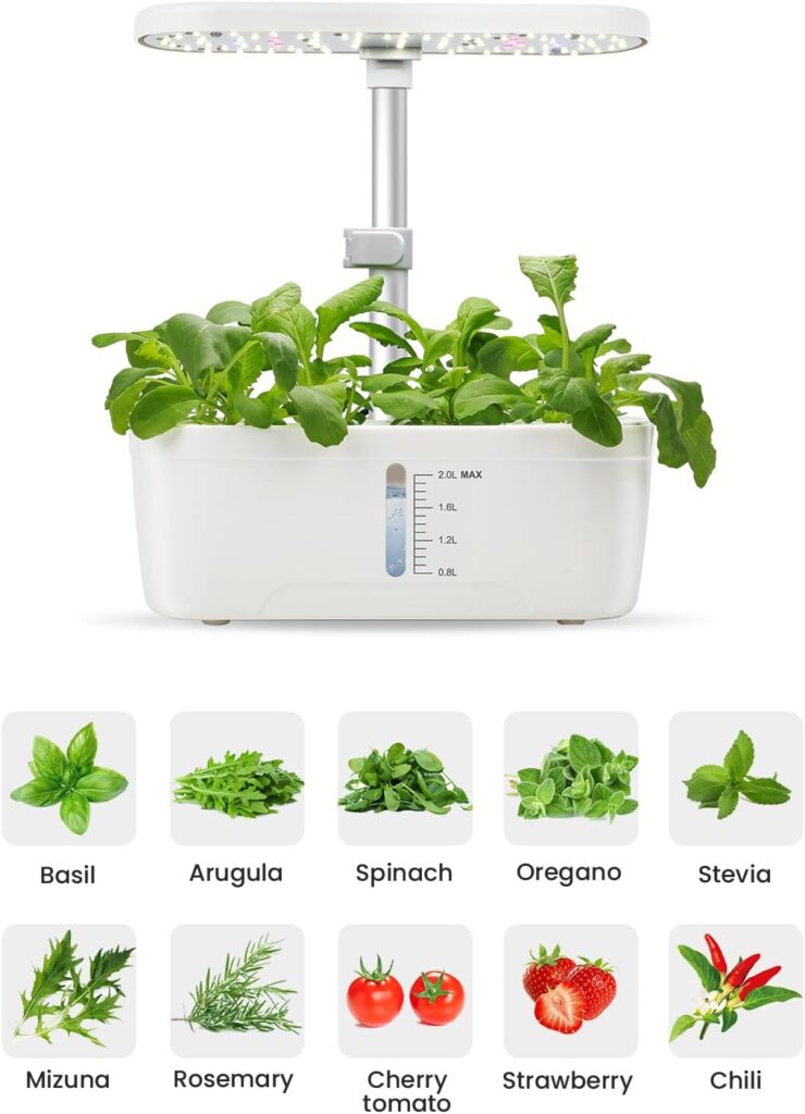 GOLUMUP Hydroponics Growing System 6 Pods Hydro Indoor Herb Garden with LED Light, Plants Germination Kit with Auto Timer, Indoor Gardening System Gardening Gifts for Women