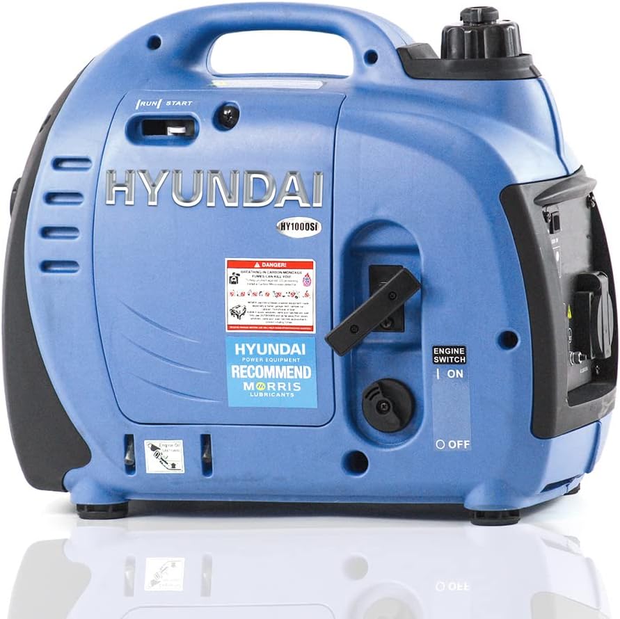 Hyundai 1000w 50cc Quiet Petrol Inverter Generator, Compact, Lightweight, Portable, Ideal For Camping, Caravan, Motorhome, Easy To Use, 3 Year Warranty