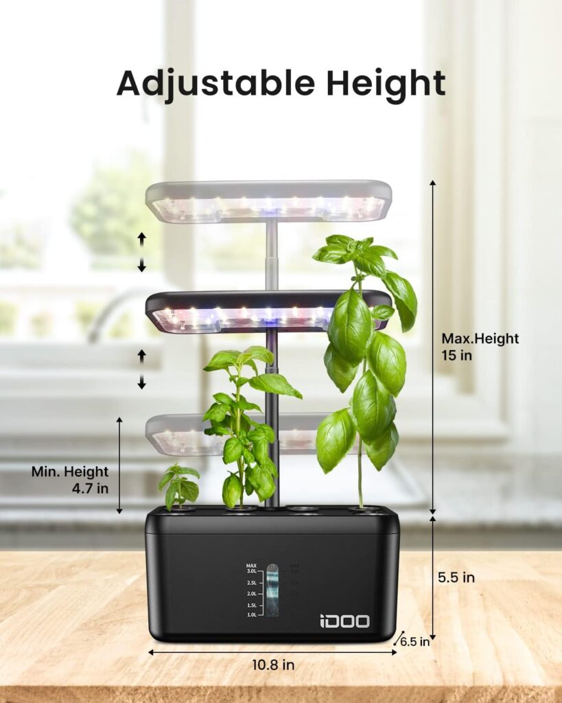 iDOO Hydroponics Growing System Indoor Garden, 8 Pods Smart Garden with LED Grow Light, Auto Timer, Indoor Herb Garden Germination Kit for Home Kitchen, 15 Height Adjustable