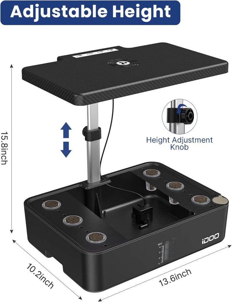 iDOO Indoor Herb Garden Kit, 12 Pods Hydroponics Growing System With LED Grow Light, Smart Indoor Garden with Automatic Timer, Germination Kit with Fan, Height Adjustable, for Home Kitchen, ID-IG301