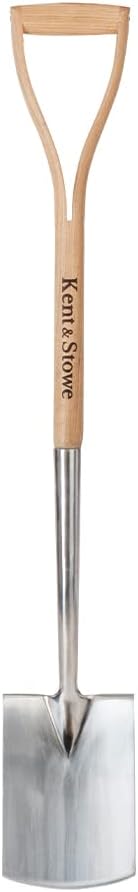 Kent Stowe Garden Life Stainless Steel Digging Spade, Light and Compact Traditionally-Styled Garden Spade, All Year Round Garden Tools Made from Stainless Steel and Ash Wood