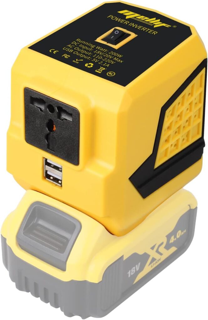 Mellif Portable Power Station 200W for Dewalt 18v Battery, Cordless Outdoor Generator with Dual USB,DC18v to AC 240v for Outdoors Camping Travel Fishing Power Bank RVs Home Use (Battery Not Included)