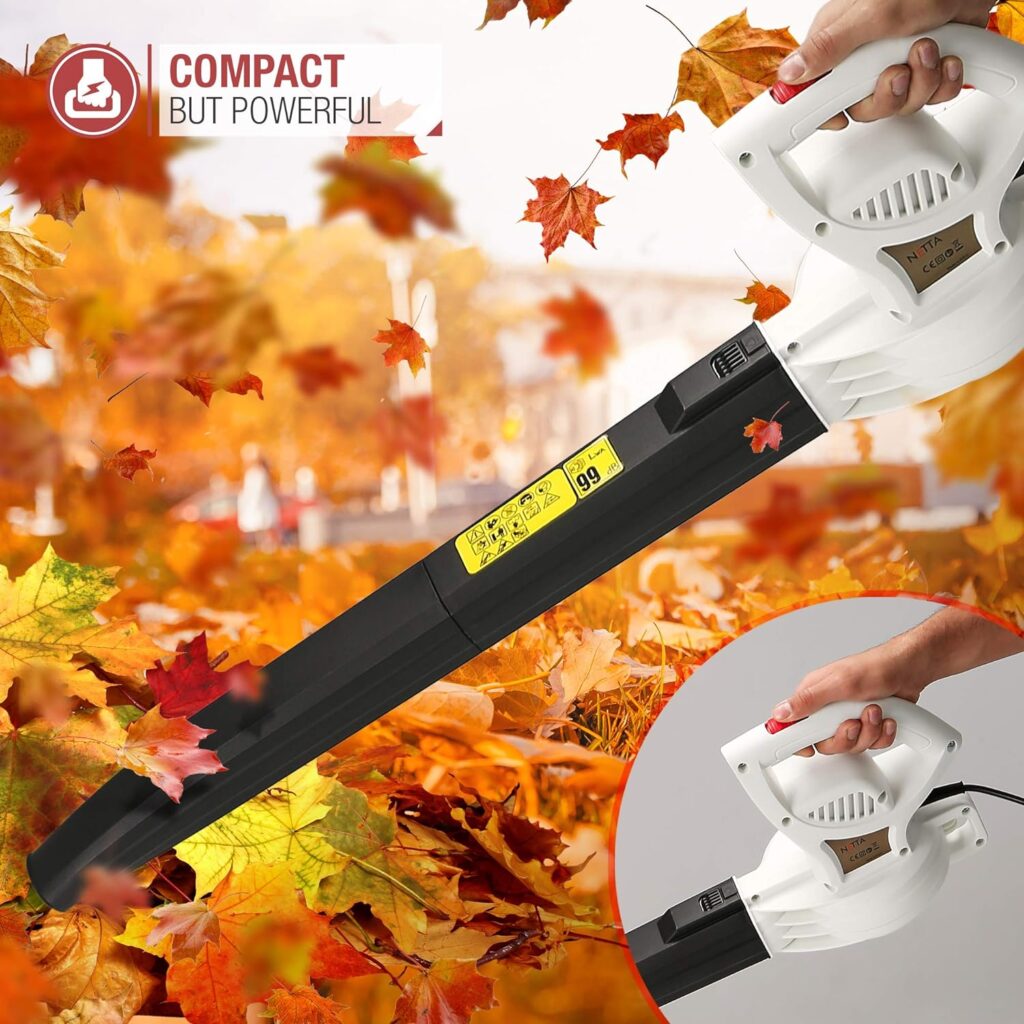 NETTA Leaf Blower | 3000W | Lightweight 1.8kg | Detachable Tubes to Save Space | Easy Click-In Assembly and Quick Start Button | Compact Design | 6M Power Cable